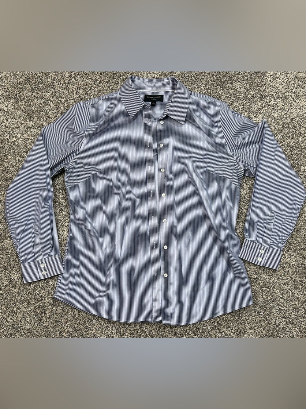 Women’s Blue Striped Button-Down Shirt by Banana Republic Size 14